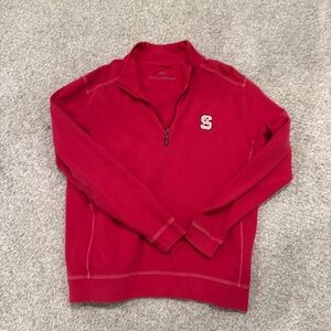 Tommy Bahama Men’s Red NC State Quarter-Zip Sweater